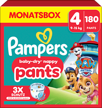Babybroekjes Baby Dry Maat 4 Maxi (9-15 kg) Limited Edition Paw Patrol, maandelijkse doos, 180 stuks