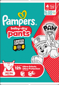 Babybroekjes Baby Dry Maat 4 Maxi (9-15 kg) Limited Edition Paw Patrol, maandelijkse doos, 180 stuks
