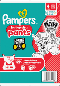 Babybroekjes Baby Dry Maat 4 Maxi (9-15 kg) Limited Edition Paw Patrol, maandelijkse doos, 180 stuks