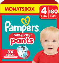 Babybroekjes Baby Dry Maat 4 Maxi (9-15 kg), maandelijkse doos, 180 stuks