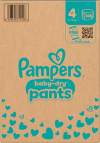 Babybroekjes Baby Dry Maat 4 Maxi (9-15 kg), maandelijkse doos, 180 stuks
