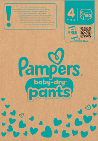 Babybroekjes Baby Dry Maat 4 Maxi (9-15 kg), maandelijkse doos, 180 stuks