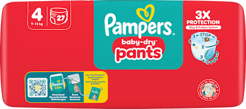Babybroekjes Baby Dry Maat 4 Maxi (9-15 kg), 27 stuks