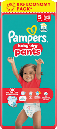 Babybroekjes Baby Dry Maat 5 Junior (11-17 kg) Grote verpakking, 50 stuks