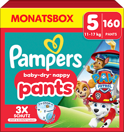 Babybroekjes Baby Dry Maat 5 Junior (11-17 kg) Limited Edition Paw Patrol, maandelijkse doos, 160 stuks