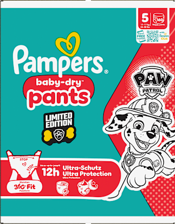 Babybroekjes Baby Dry Maat 5 Junior (11-17 kg) Limited Edition Paw Patrol, maandelijkse doos, 160 stuks
