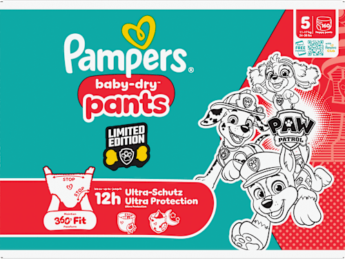 Babybroekjes Baby Dry Maat 5 Junior (11-17 kg) Limited Edition Paw Patrol, maandelijkse doos, 160 stuks