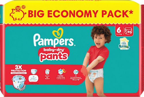 Babybroekjes Baby Dry Maat 6 Extra Groot (13-19 kg) Grote verpakking, 44 stuks