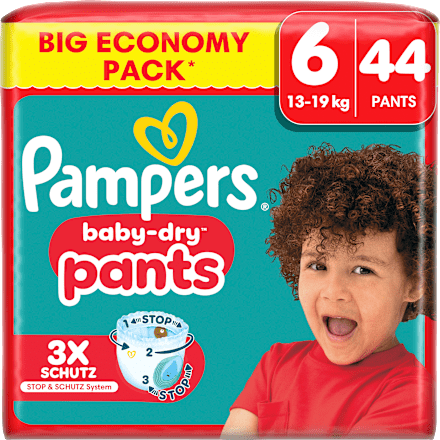 Babybroekjes Baby Dry Maat 6 Extra Groot (13-19 kg) Grote verpakking, 44 stuks