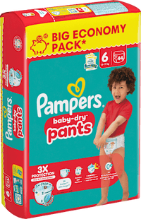 Babybroekjes Baby Dry Maat 6 Extra Groot (13-19 kg) Grote verpakking, 44 stuks