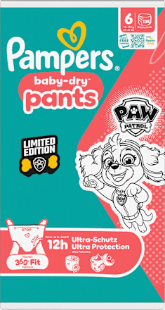 Babybroekjes Baby Dry Maat 6 Extra Groot (13-19 kg) Limited Edition Paw Patrol, maandelijkse doos, 138 stuks