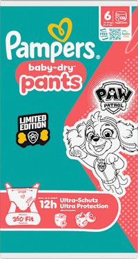 Babybroekjes Baby Dry Maat 6 Extra Groot (13-19 kg) Limited Edition Paw Patrol, maandelijkse doos, 138 stuks