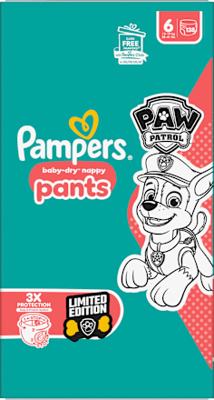 Babybroekjes Baby Dry Maat 6 Extra Groot (13-19 kg) Limited Edition Paw Patrol, maandelijkse doos, 138 stuks