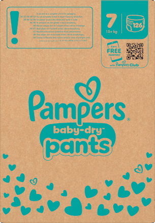 Babybroekjes Baby Dry maat 7 extra groot (15+ kg), maandelijkse doos, 126 stuks