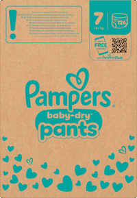 Babybroekjes Baby Dry maat 7 extra groot (15+ kg), maandelijkse doos, 126 stuks