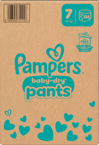 Babybroekjes Baby Dry maat 7 extra groot (15+ kg), maandelijkse doos, 126 stuks