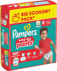 Babybroekjes Baby Dry Maat 8 Extra Groot (17+ kg) Grote verpakking, 34 stuks
