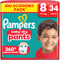 Babybroekjes Baby Dry Maat 8 Extra Groot (17+ kg) Grote verpakking, 34 stuks
