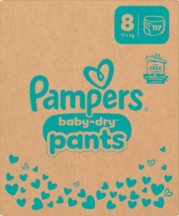 Babybroekjes Baby Dry maat 8 extra groot (17+ kg), maandelijkse doos, 117 stuks