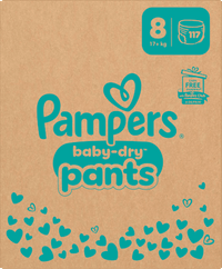 Babybroekjes Baby Dry maat 8 extra groot (17+ kg), maandelijkse doos, 117 stuks