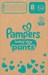 Babybroekjes Baby Dry maat 8 extra groot (17+ kg), maandelijkse doos, 117 stuks