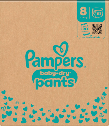 Babybroekjes Baby Dry maat 8 extra groot (17+ kg), maandelijkse doos, 117 stuks