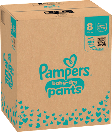 Babybroekjes Baby Dry maat 8 extra groot (17+ kg), maandelijkse doos, 117 stuks