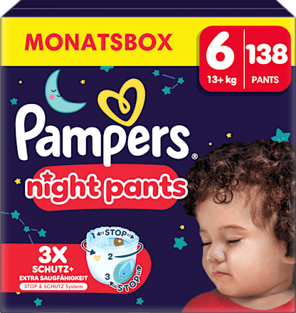 Baby Pants Night Baby Dry maat 6 (13+ kg), maandelijkse doos, 138 stuks