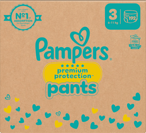 Baby Pants Premium Protection Maat 3 (6-11 kg), Maandbox, 192 stuks