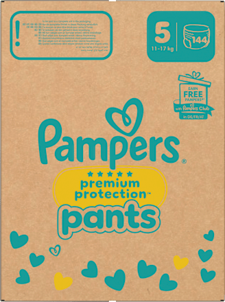 Baby Pants Premium Protection Maat 5 Junior (11-17 kg), Maandbox, 144 stuks