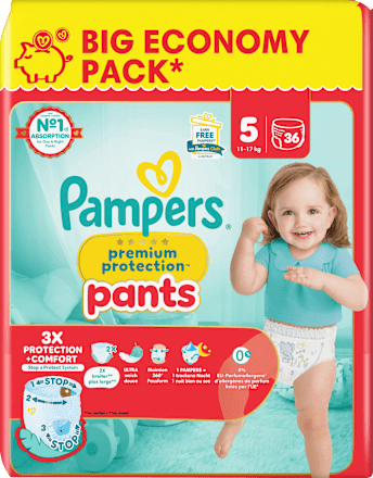 Babybroekjes Premium Protection Maat 5 Junior (11-17kg), Grote verpakking, 36 stuks