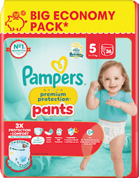Babybroekjes Premium Protection Maat 5 Junior (11-17kg), Grote verpakking, 36 stuks