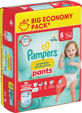 Babybroekjes Premium Protection Maat 5 Junior (11-17kg), Grote verpakking, 36 stuks