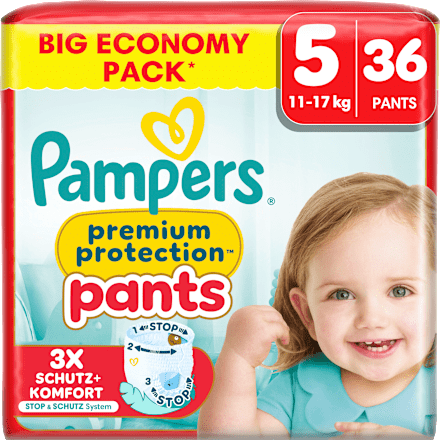 Babybroekjes Premium Protection Maat 5 Junior (11-17kg), Grote verpakking, 36 stuks