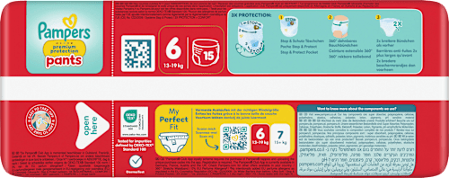 Babybroekjes Premium Bescherming Maat 6 XL (13-19 kg), 15 stuks