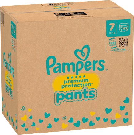 Babybroekjes Premium Protection Maat 7 Extra Groot (15+ kg), maandelijkse doos, 123 stuks