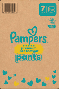 Babybroekjes Premium Protection Maat 7 Extra Groot (15+ kg), maandelijkse doos, 123 stuks