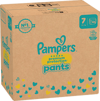 Babybroekjes Premium Protection Maat 7 Extra Groot (15+ kg), maandelijkse doos, 123 stuks
