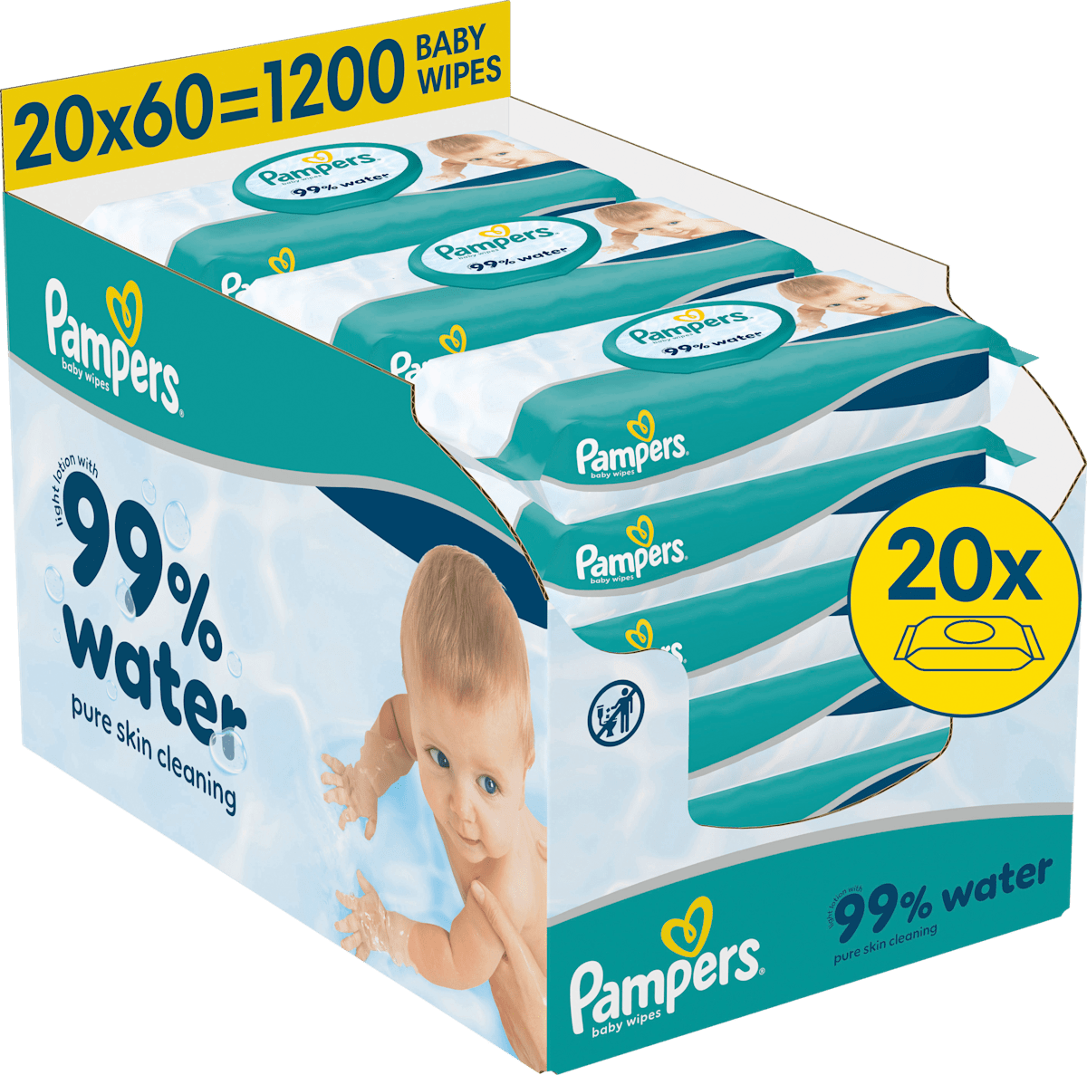 Pampers Feuchttücher 99 % Wasser (20x60 St), 1.200 St