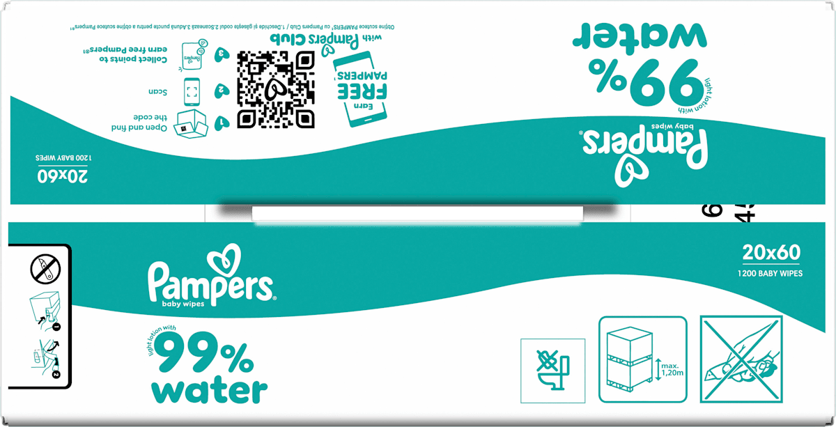 Pampers Feuchttücher 99 % Wasser (20x60 St), 1.200 St