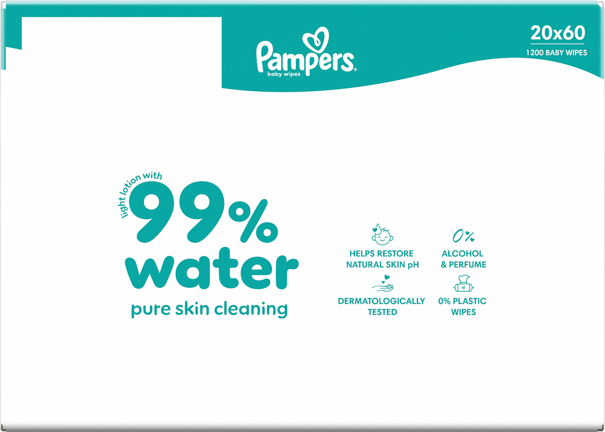 Pampers Feuchttücher 99 % Wasser (20x60 St), 1.200 St