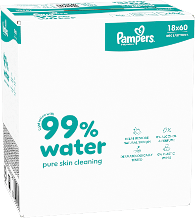 Feuchttücher 99 % water (18x60 St), 1.080 St