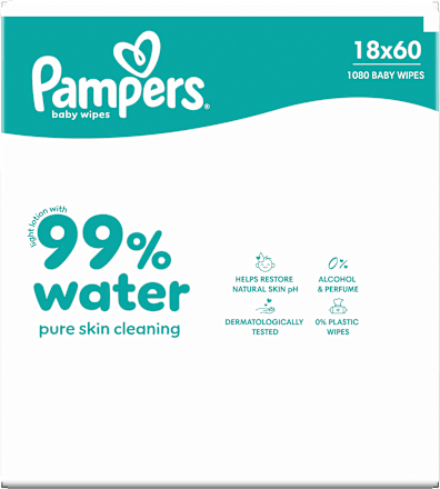 Feuchttücher 99 % water (18x60 St), 1.080 St