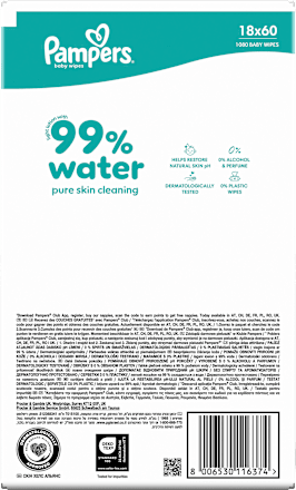Feuchttücher 99 % water (18x60 St), 1.080 St