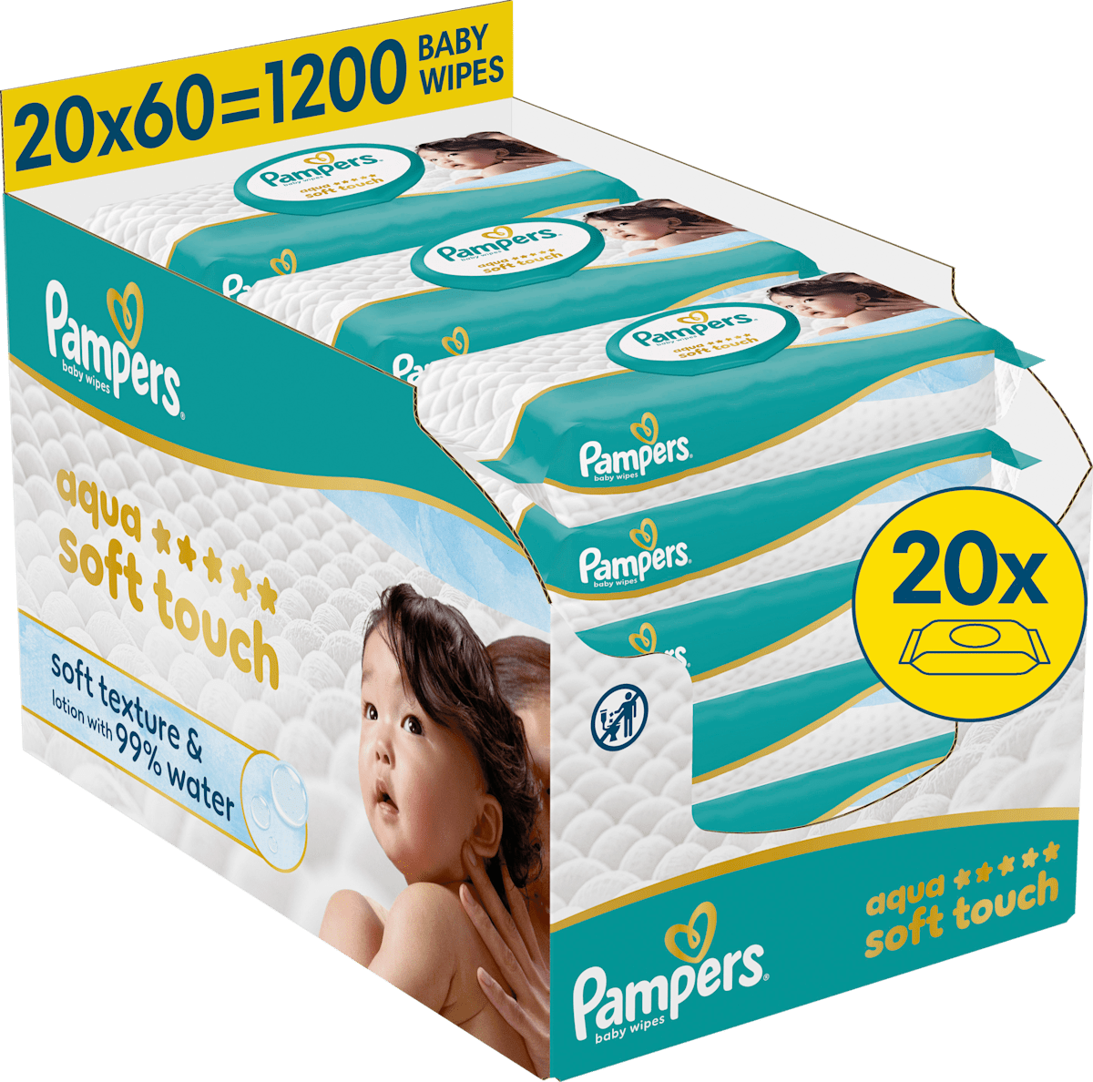Pampers Feuchttücher aqua soft touch (20x60 St), 1.200 St