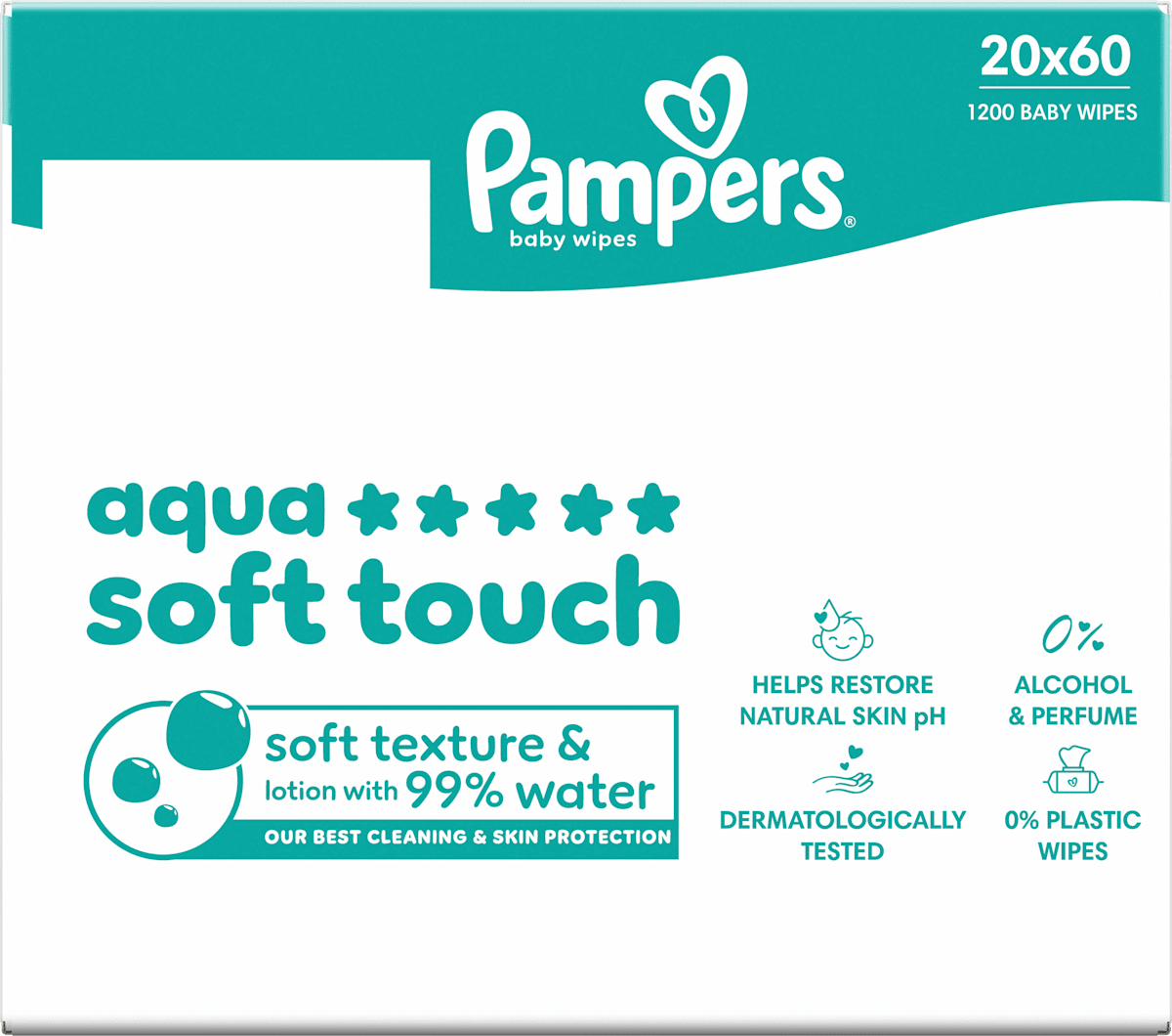 Pampers Feuchttücher aqua soft touch (20x60 St), 1.200 St