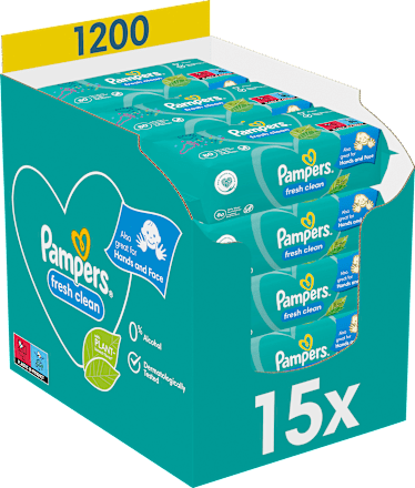 Fresh Clean Vochtige Doekjes (15x80 stuks), Voordeelverpakking, 1.200 stuks