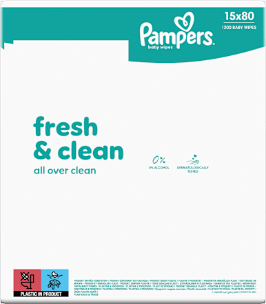 Feuchttücher Fresh Clean (15x80 St), Vorteilspack, 1.200 St