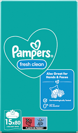 Fresh Clean Vochtige Doekjes (15x80 stuks), Voordeelverpakking, 1.200 stuks