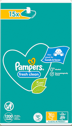 Fresh Clean Vochtige Doekjes (15x80 stuks), Voordeelverpakking, 1.200 stuks